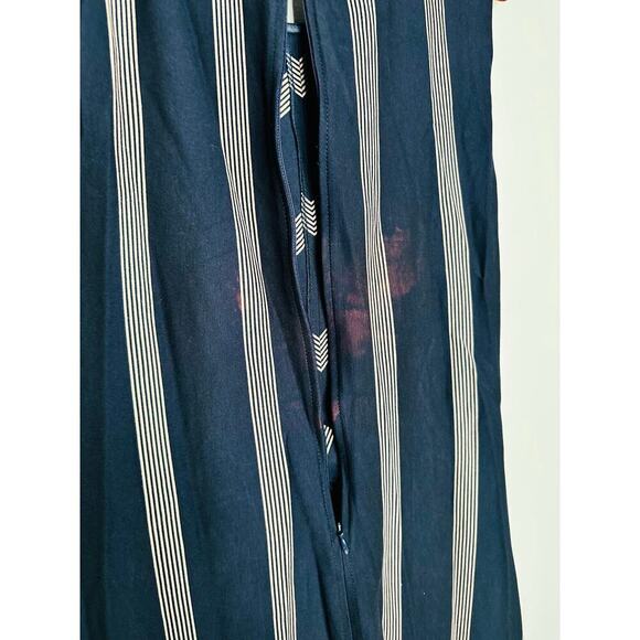 TANYA TAYLOR Dark Navy Blue Pinstripe A-Line Sleeveless Midi Dress Size Large - Picture 11 of 14